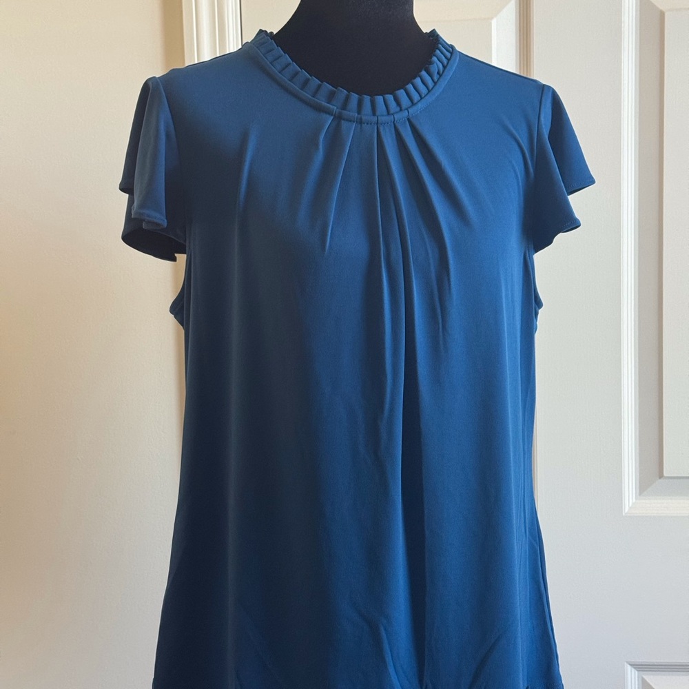 NWT Calvin Klein Teal Pleated Blouse